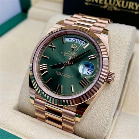 green dial rolex day date|rolex day date 40mm.